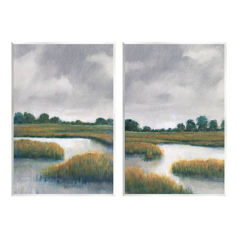 Stupell Grassy Rural Marshland Landscape 2 Piece Set Wall Plaque, Design By Tim OToole - 10 x 15