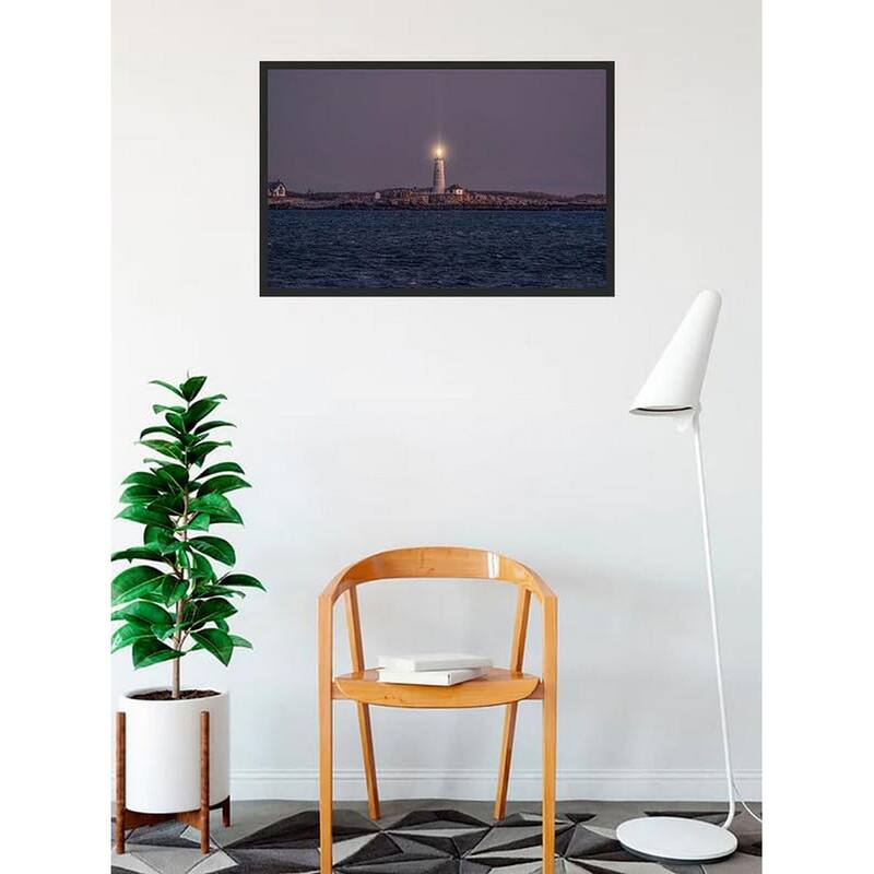 Boston Harbor Lighthouse Boston Light Photography by Wayne Collamore Framed Poster - 24 x 36 Inch
