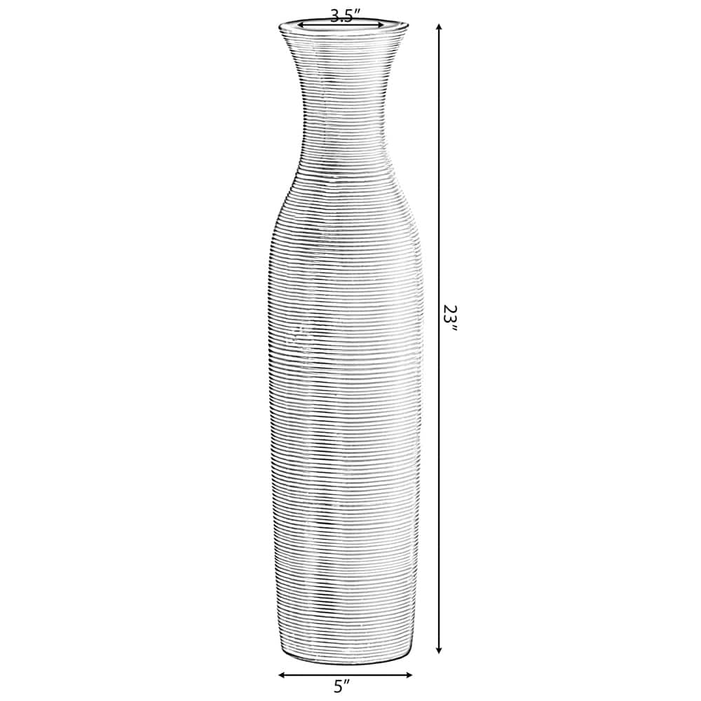 Tall Decorative Modern Ribbed Trumpet Design Brown Floor Vase