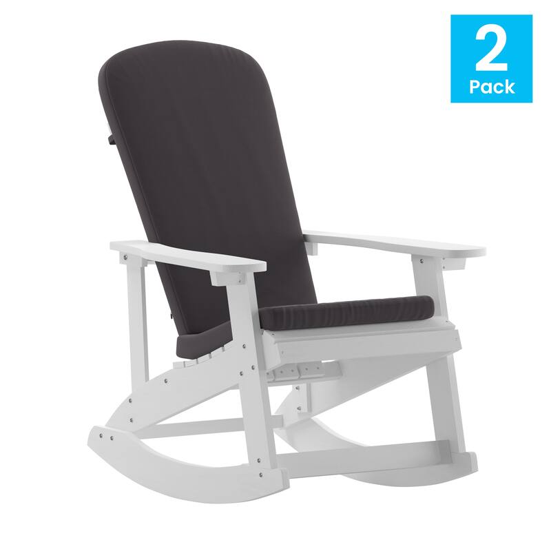 Indoor/Outdoor Rocking Adirondack Chairs with Cushions - Set of 2 - 29.5"W x 37.75"D x 39.5"H
