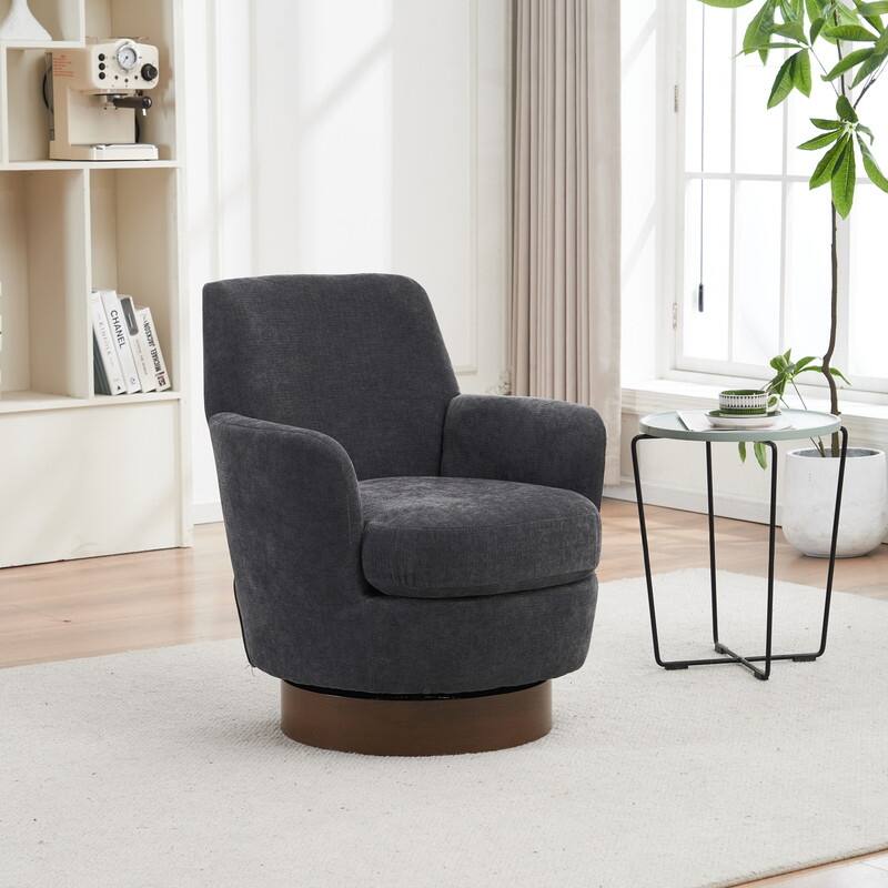 Sofa and Comfortable Swivel Barrel Chair with Gold Stainless Steel Base 