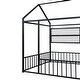 preview thumbnail 11 of 70, Metal House Bed with Metal Grid and Storage Shelves, Twin/Full Size Floor Montessori Bed with Roof Frame and Fence Guardrails