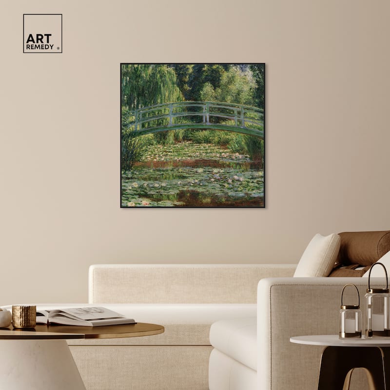 Art Remedy Monet The Japanese Footbridge And The Water Lily Pool Giverny Framed 1 Piece Canvas Wall Art