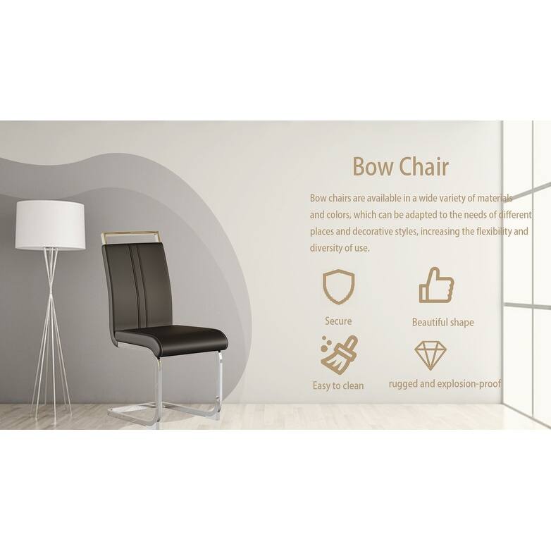 Modern Dining Chairs,PU Faux Leather High Back Upholstered Side Chair with Silver Metal Legs