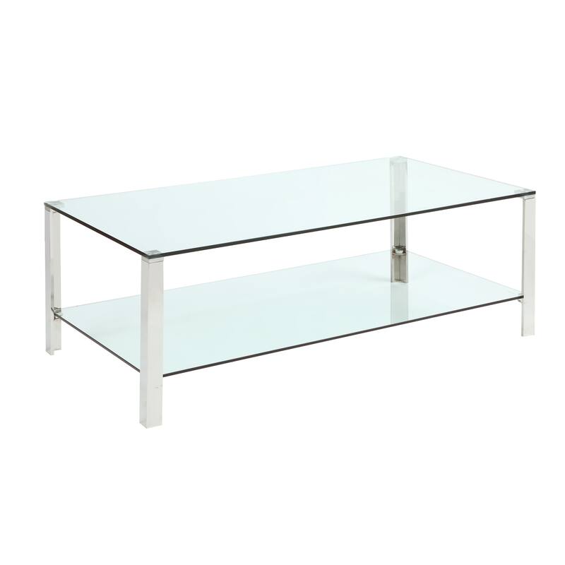 Somette Glass Top and Base with Glass Shelf