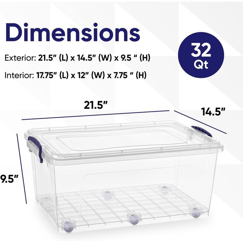 32 qt Wheeled Storage Container - Capacity: 32 qt