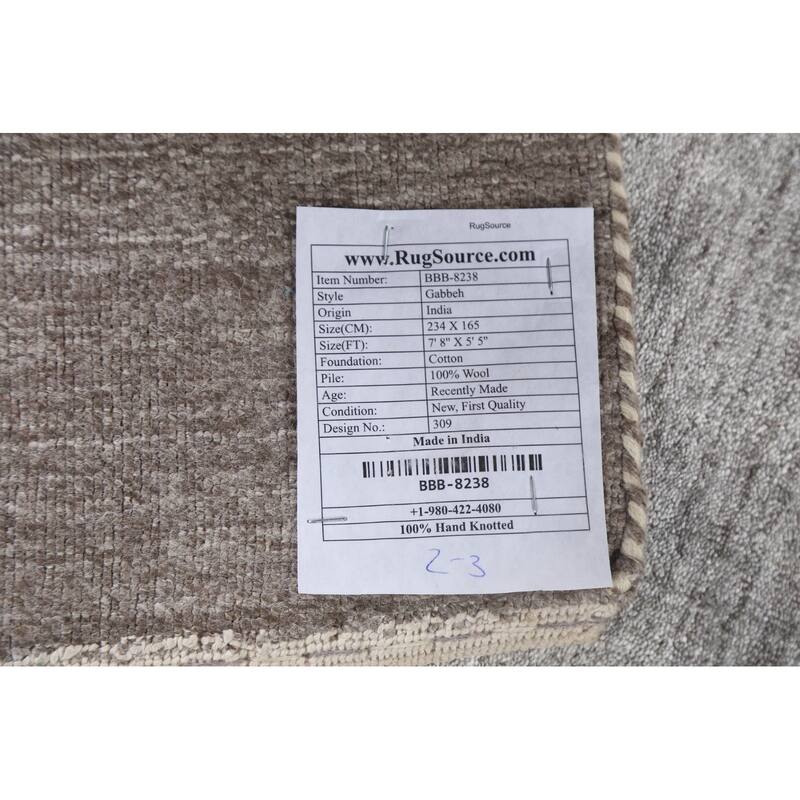 Contemporary Oriental Gabbeh Wool Area Rug Hand-knotted Foyer Carpet - 5'5" x 7'8"