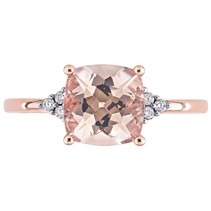 Miadora Signature Collection 14k Rose Gold Cushion-cut Morganite and Diamond Accent Cocktail Ring