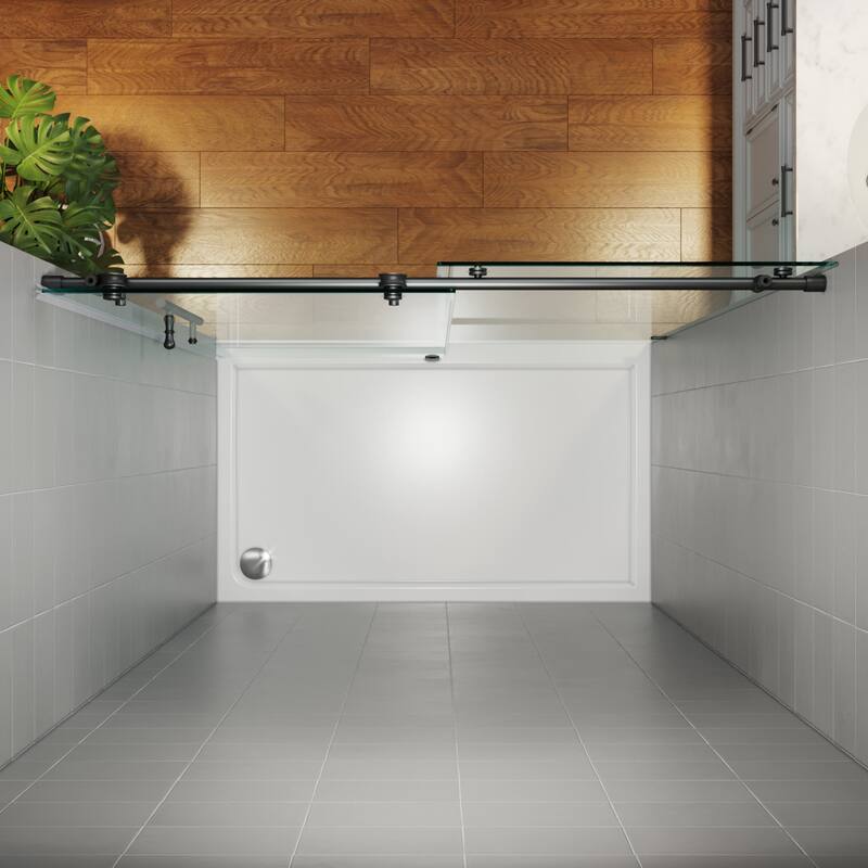 Elegant Frameless Sliding Shower Doors in Black Finish