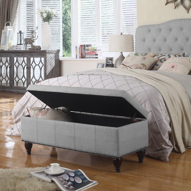 Moser Bay Yedda Tufted Upholstered Flip Top Storage Bench On