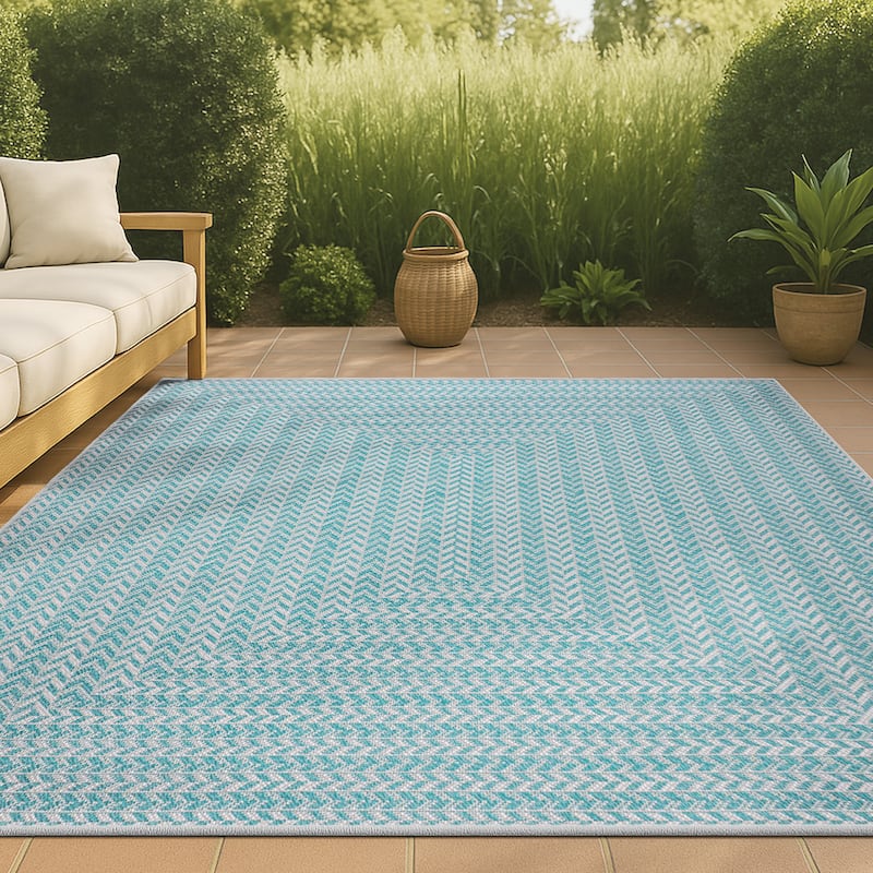 JONATHAN Y Lucia Modern Concentric Squares Indoor/Outdoor Area Rug