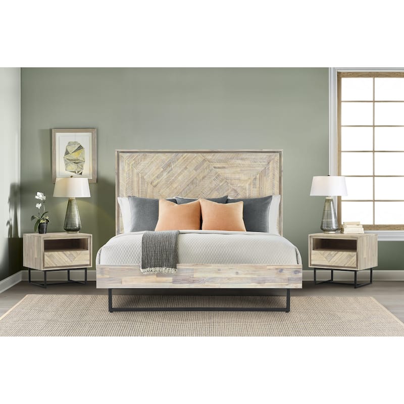 Peridot 3 Piece Bedroom Set in Natural Acacia Wood - King