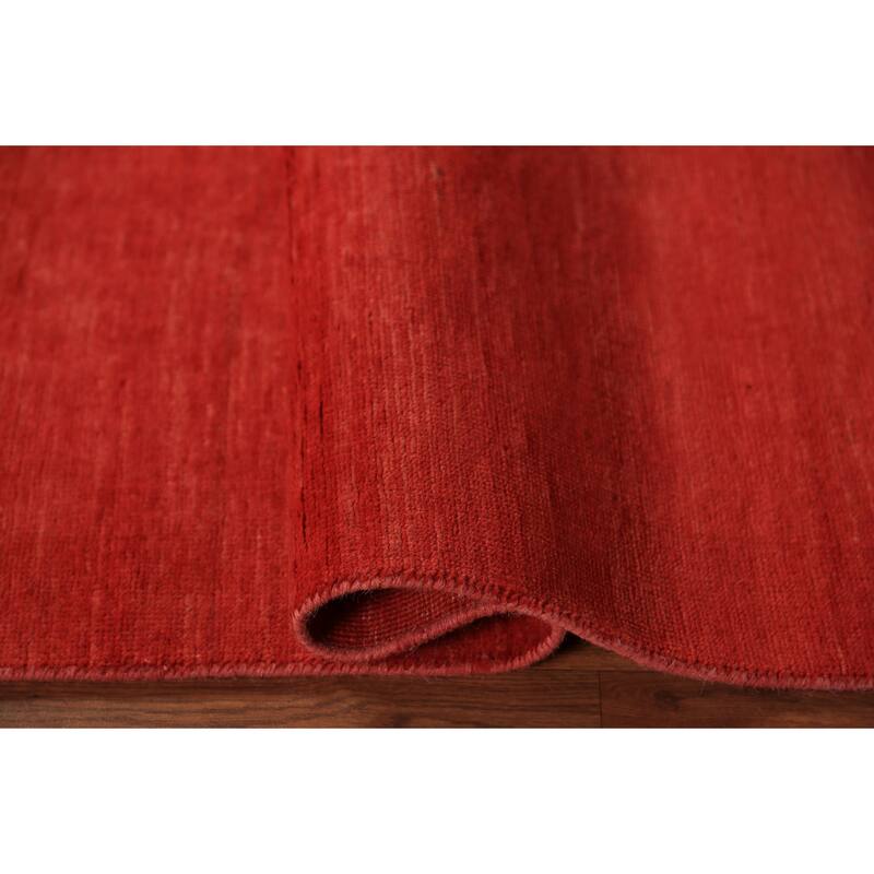 Red Gabbeh Modern Rug Hand-Knotted Oriental Wool Carpet - 3'11" x 5'11"
