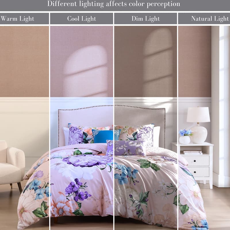 Bebejan Bright Bouquet 100% Cotton Sateen 5 Piece Reversible Comforter Set