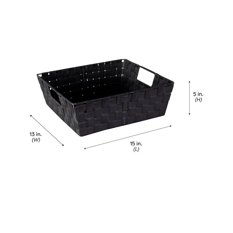 Simplify Large Woven Storage Bin in Black - 13"x15"x5"