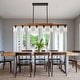 preview thumbnail 50 of 67, Farmhouse Linear Chandelier Rustic Wood Kitchen Island Lighting Dining Room Pendant Light Fixture with Seeded Glass Shade