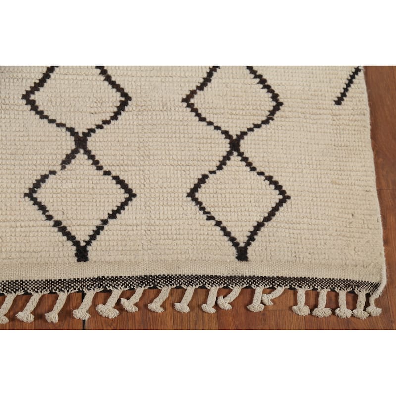 Trellis Moroccan Oriental Area Rug Handmade Modern Wool Carpet - 5'10"x 9'8"