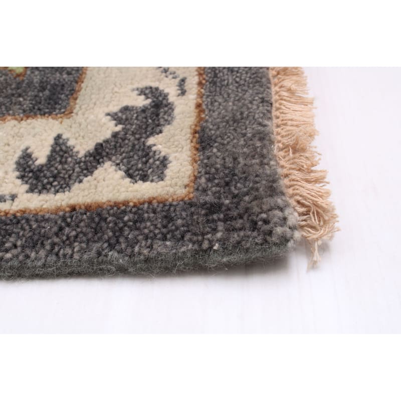 ECARPETGALLERY Hand-knotted Modern Oushak Dark Grey Wool Rug - 9'0 x 12'0