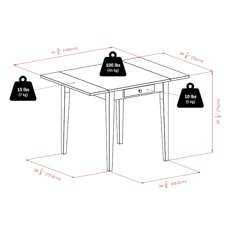 Hamilton Double Drop Leaf Dining Table, Walnut - 41.73"W x 30.55"D x 29.13"H