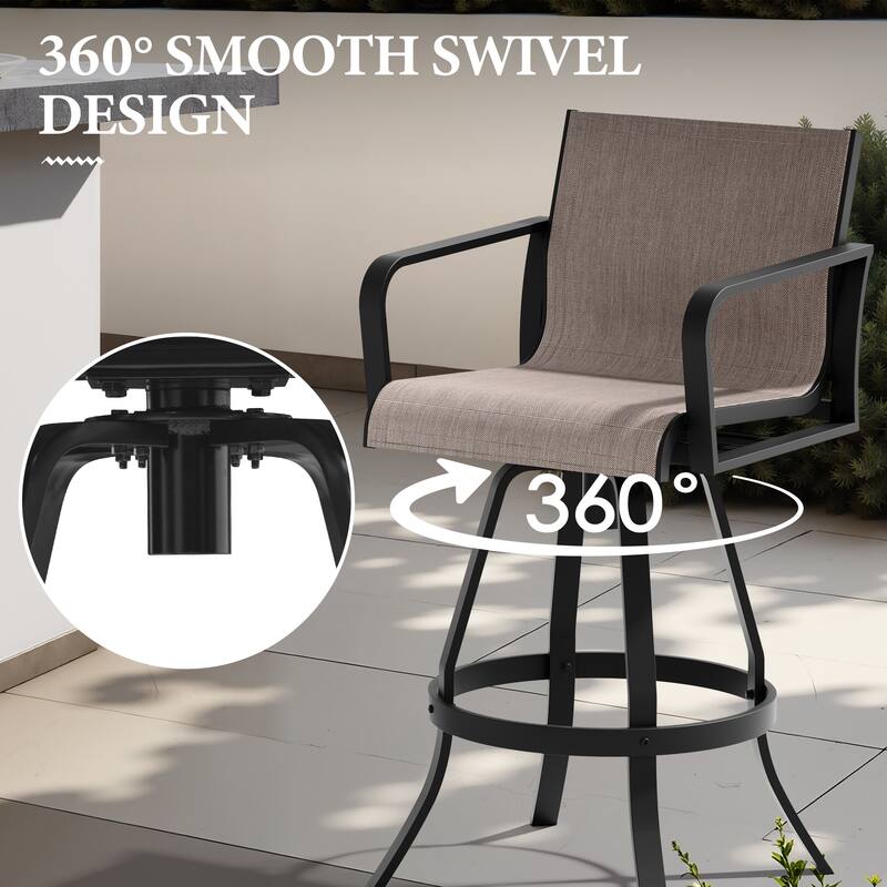 Outdoor Indoor Patio Aluminum Premium Sunbrella Fabric Swivel Barstools