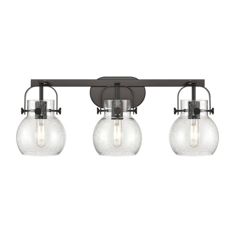 Innovations Lighting 423-3W-10-27 Pilaster II Sphere Vanity Pilaster - Matte Black / Seedy
