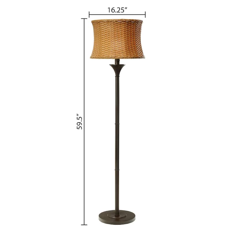 Havenside Home Pocologan 59.5-inch Outdoor and Indoor Basket-weave Floor Lamp - 16.25"L x 16.25"W x 59.5"H