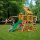 preview thumbnail 2 of 8, Gorilla Playsets Chateau Treehouse Wood Swing Set with Built-In Picnic Table, Rock Wall, and Wave Slide