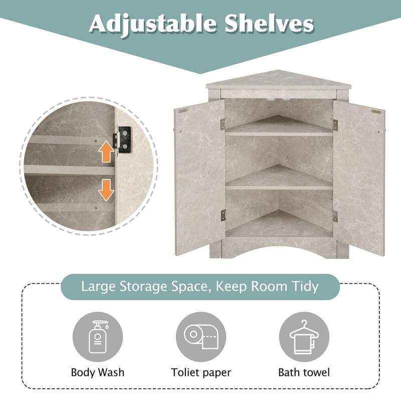 Bathroom Storage Cabinet with Adjustable Shelves, Triangle Bathroom Storage Cabinet, Freestanding Floor Cabinet