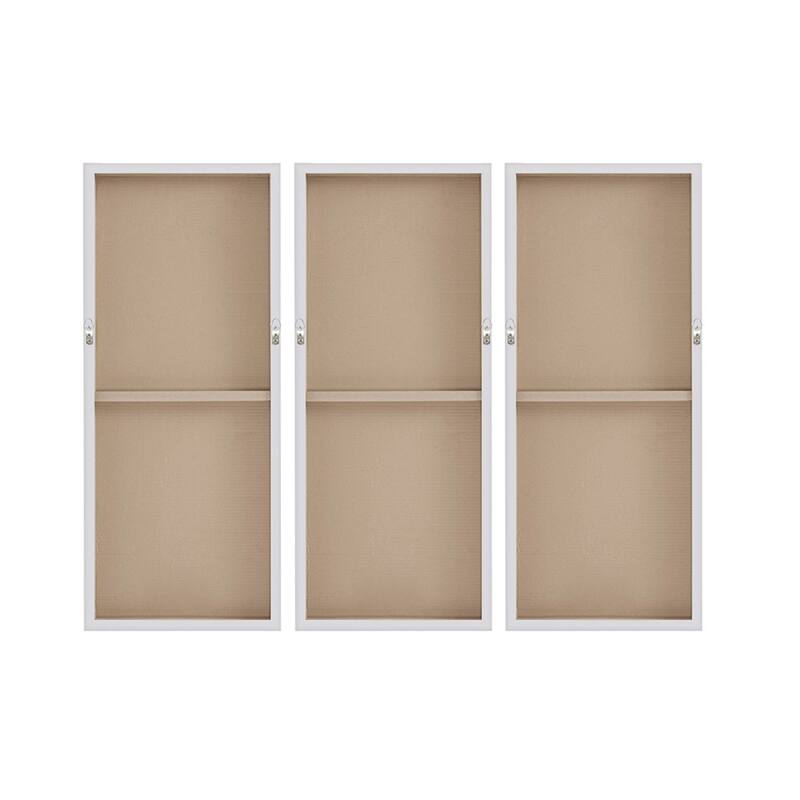 Roomfitters 3-Piece Hand Embellished Abstract Canvas Wall Art Set, Blush and Gray Textured Triptych