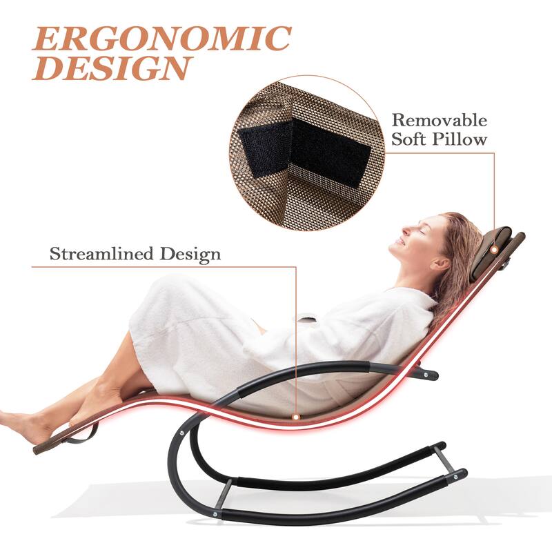 Outdoor Patio Rocking Chairs Curved Rocker Chaise Lounge Chairs (Set of 2) - 57.87" L x 24.70" W x 35.43" H