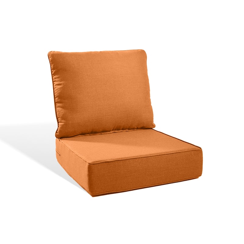 Pocassy 22"x24"x6" Inch Thick Cushions Indoor Outdoor Pillows Cushion - Orange Cushion - 1 Set Seat & Back Cushion