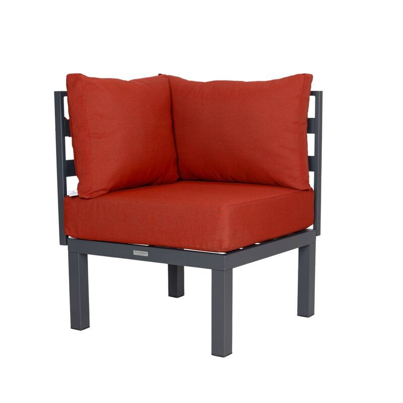 Chelsea 7-Piece Outdoor Patio Sectional Set with Firepit Table in Black Aluminum for Backyard Garden and Patio Deck