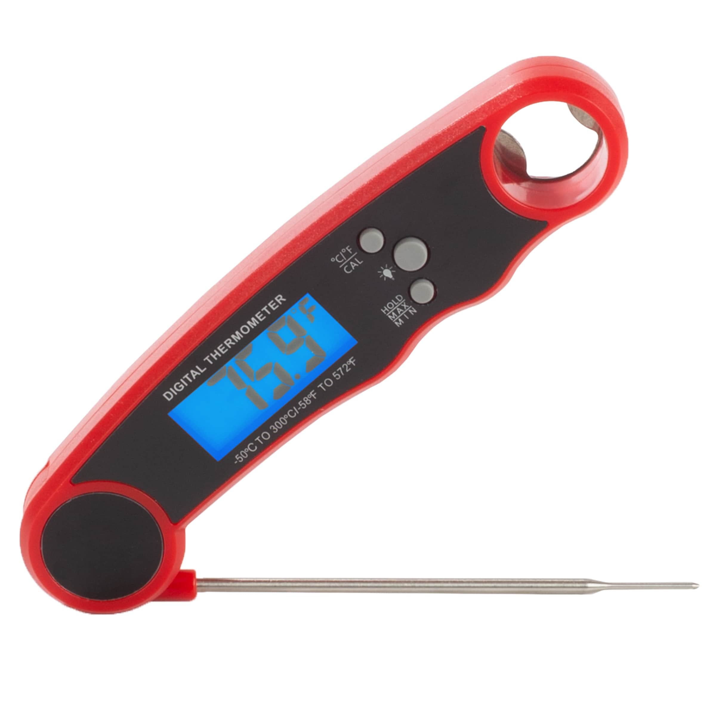 Home-Complete Red Instant Read Digital Thermometer with Water-Resistant Feature
