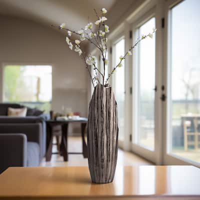 Sagebrook Home Modern Textured Metal Abstract Ridged Vase