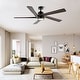 preview thumbnail 10 of 12, WINGBO 64 Inch DC Ceiling Fan with Lights and Remote Control, 5 Reversible Carved Wood Blades