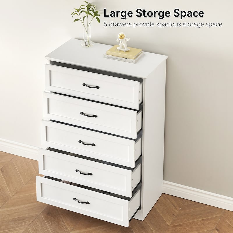 5 Drawers Dresser, Tall Chest of Drawers with Deep Drawers