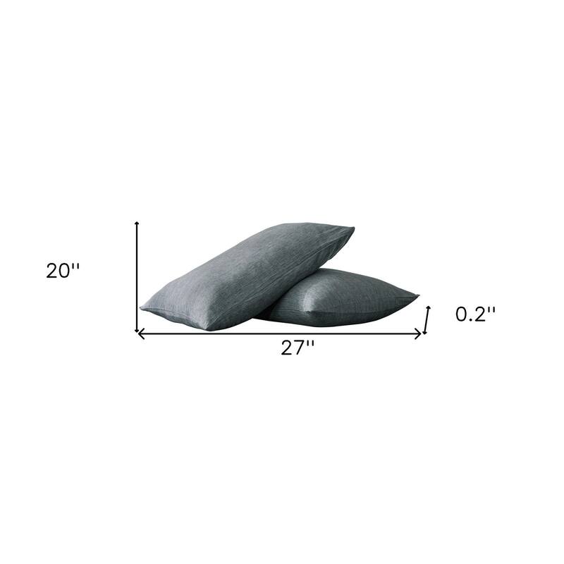 HomeRoots Set of Two Slate Gray Linen Pillowcases