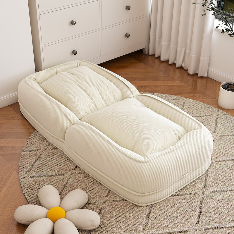 Upholstered Human & Dog Shared Sofa Bed, 5-Position Adjustable Foldable Lounger with Pillows