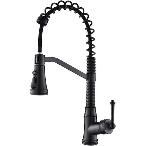 Single Handle Lever Spring Kitchen Sink Faucet with Pull Down Sprayer