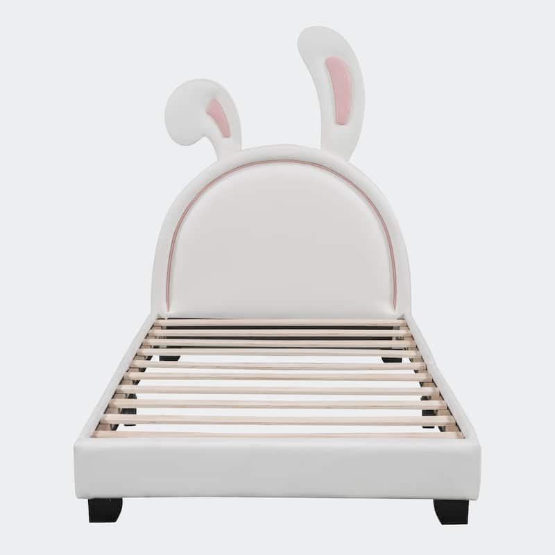 Twin Size Upholstered Leather Platform Bed