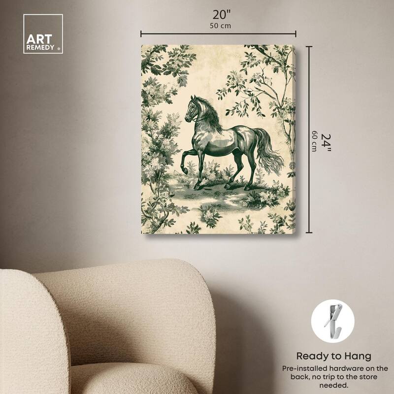 Equestrian Etching Canvas by Art Remedy, Gallery Wrapped