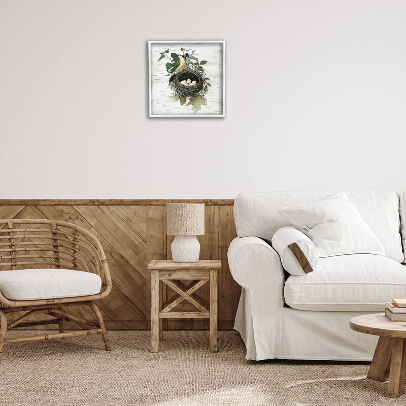 Stupell Vintage Bird Nest & Flora Framed Giclee Art Design By Susan Arnot