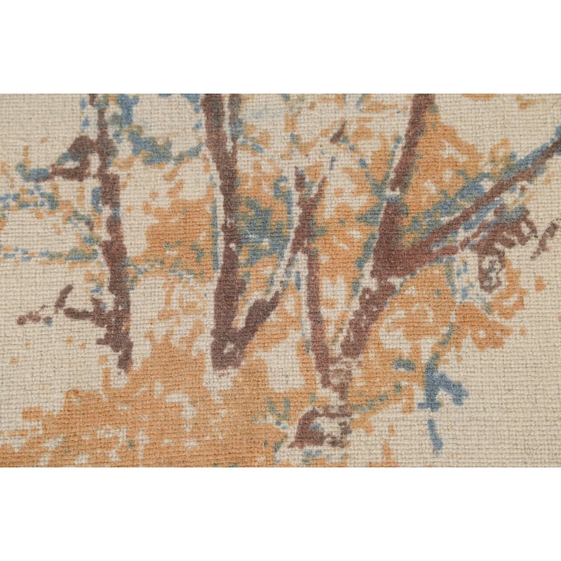 Nature Print Abstract Modern Area Rug Handmade Oriental Wool Carpet - 5'3"x 7'7"