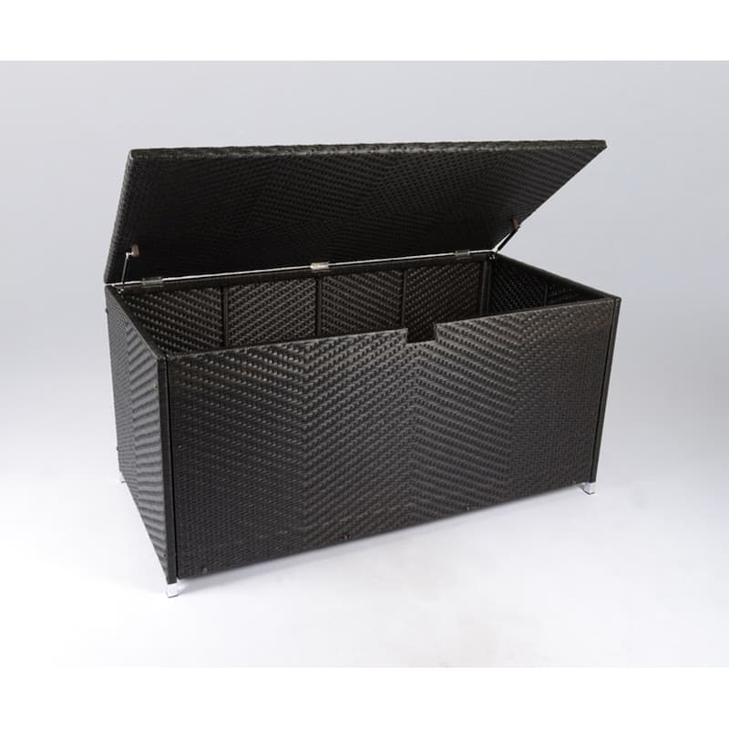 Large Outdoor Resin Wicker Storage Box with Waterproof Lid
