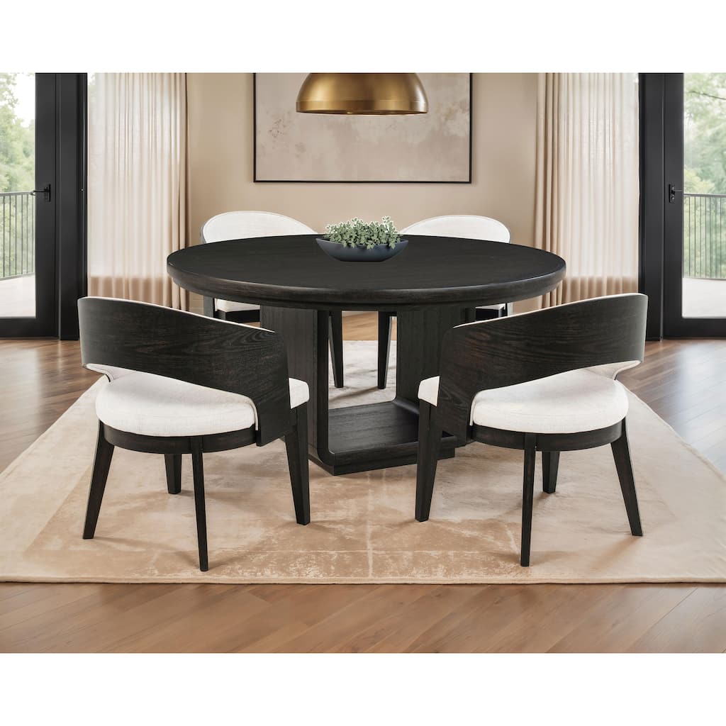 Leandro Round Dining Table Set Burnished Black