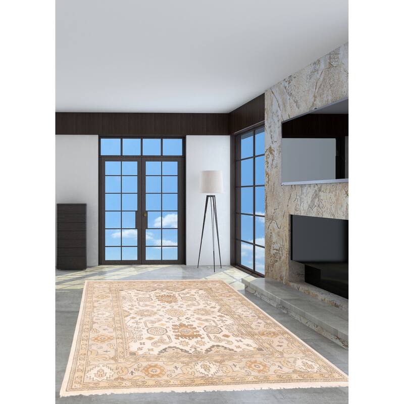 ECARPETGALLERY Hand-knotted Royal Oushak Cream Wool Rug - 8'2 x 10'3