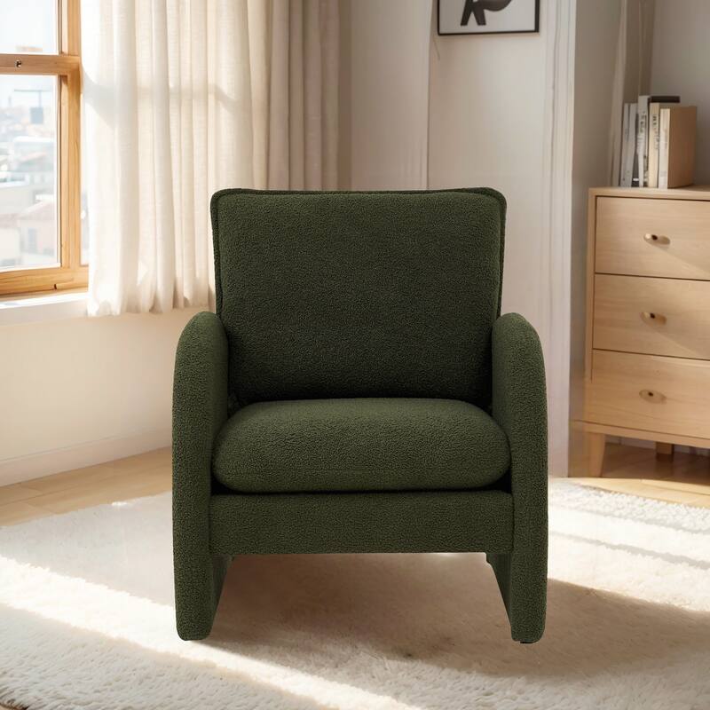 Modern Sherpa Upholstered Accent Chair, Comfortable Living Room Armchair