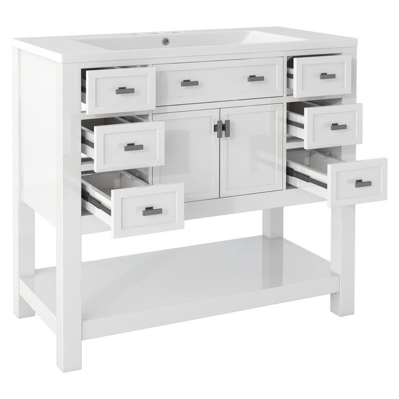 36'' Freestanding Bathroom Vanity Set with Integrated Ceramic Sink and Drawers - 36'' X 34''
