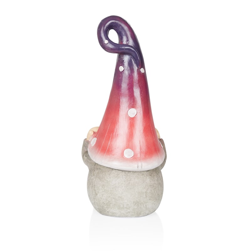 Gnome Covering Ears with Purple Ombre Hat