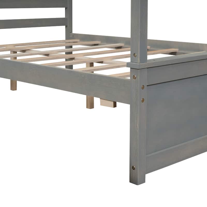 Canopy Platform Bed with 2 Drawers and Support Slats
